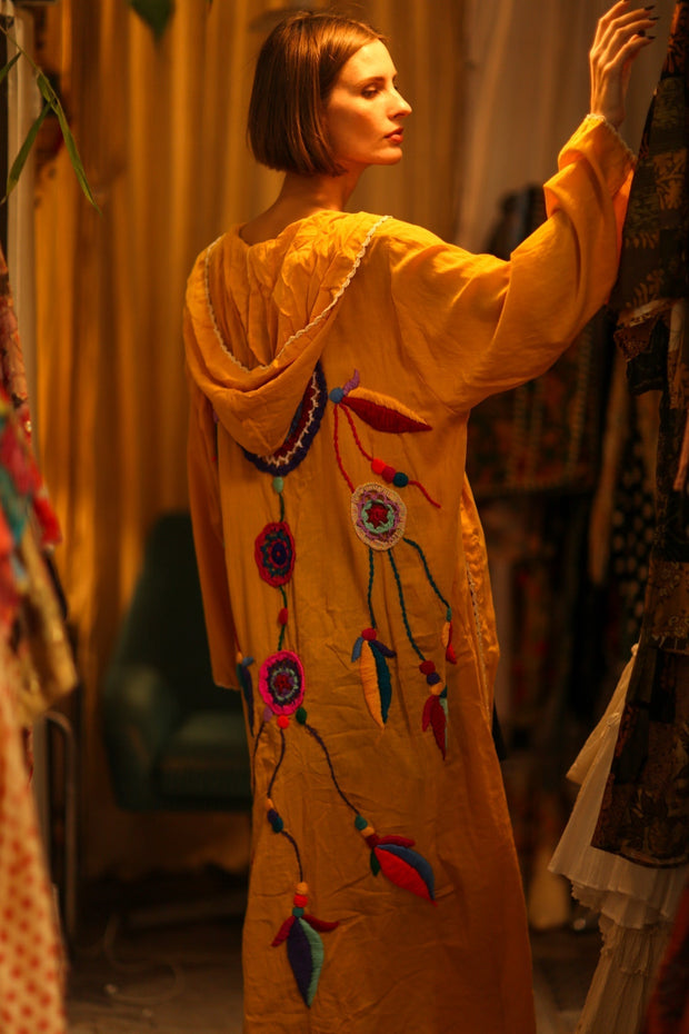 EMBROIDERED KIMONO DREAM GIRL LUCKY - sustainably made MOMO NEW YORK sustainable clothing, kimono slow fashion