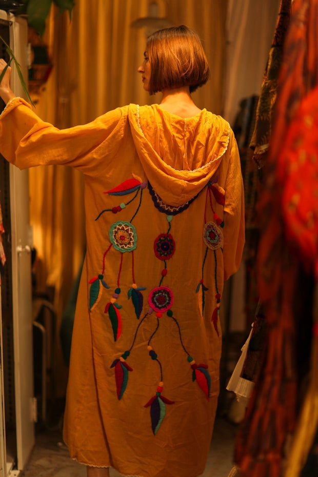 EMBROIDERED KIMONO DREAM GIRL LUCKY - sustainably made MOMO NEW YORK sustainable clothing, kimono slow fashion