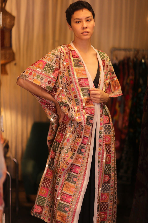 EMBROIDERED KIMONO SILK SUNOSCH - sustainably made MOMO NEW YORK sustainable clothing, kimono slow fashion