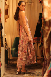 EMBROIDERED SILK DRESS HANNAH - sustainably made MOMO NEW YORK sustainable clothing, dress slow fashion