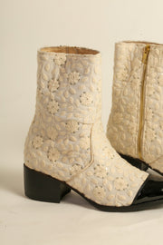 EMBROIDERED SILK PATENT BLACK CAP BOOTS COCOCHA - sustainably made MOMO NEW YORK sustainable clothing, boots slow fashion