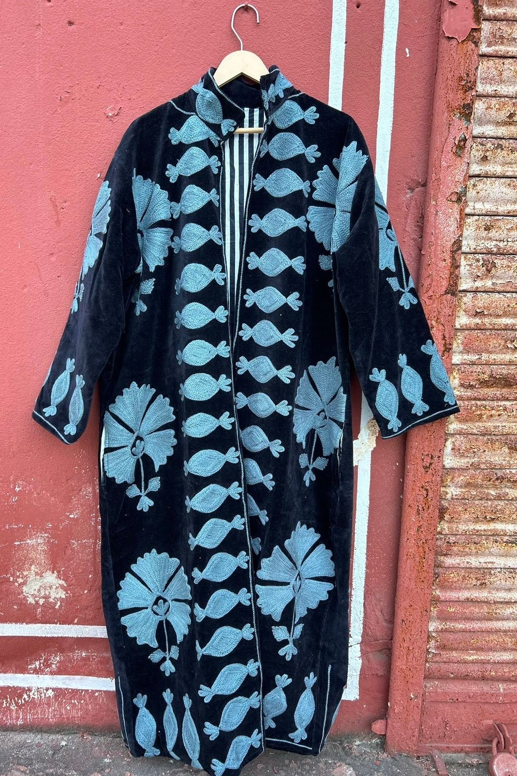 EMBROIDERED VELVET COAT DUSTER ARMANG, hand made - MOMO NEW YORK