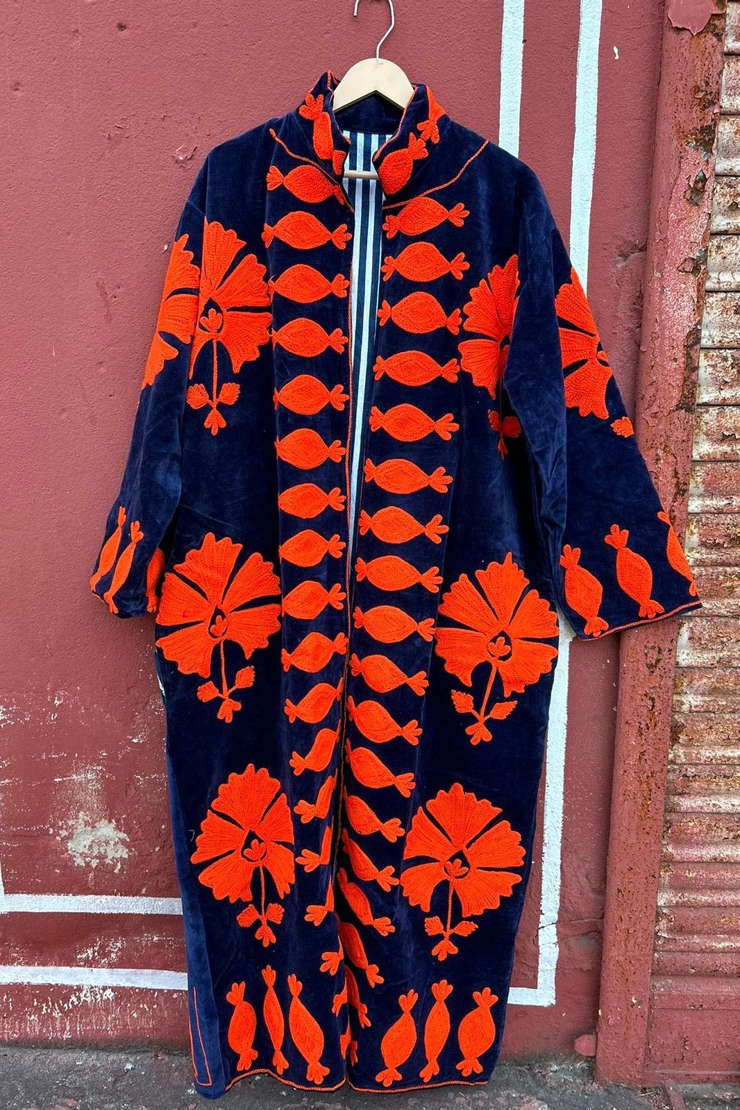 EMBROIDERED VELVET COAT DUSTER ARMANG, hand made - MOMO NEW YORK