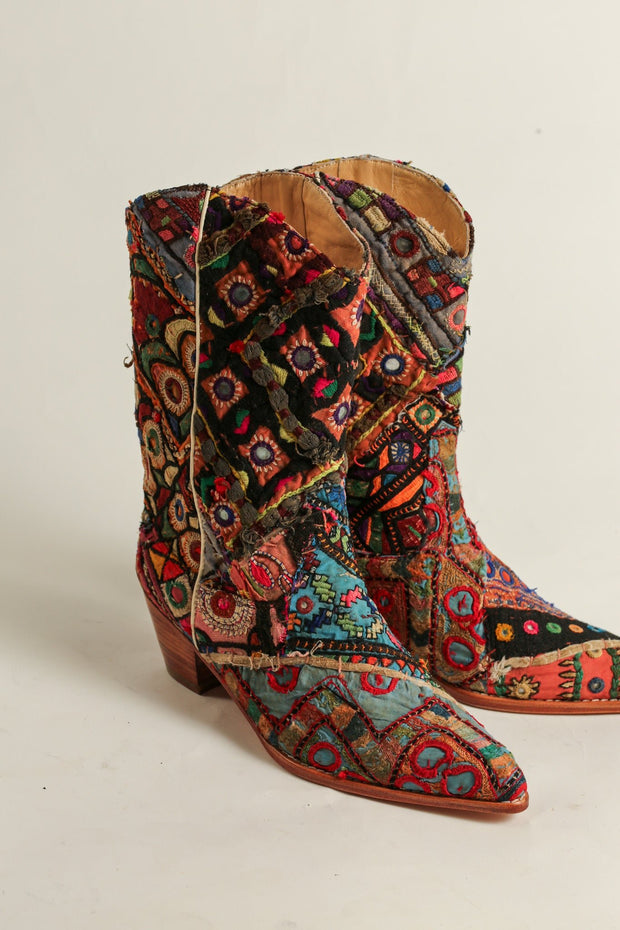 EMBROIDERED WESTERN BOOTS SALMA - sustainably made MOMO NEW YORK sustainable clothing, boots slow fashion