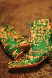 FLOWER EMBROIDERED SILK BOOTS NIKIO - sustainably made MOMO NEW YORK sustainable clothing, boots slow fashion