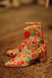 FLOWER EMBROIDERED SILK BOOTS NIKIO - sustainably made MOMO NEW YORK sustainable clothing, boots slow fashion