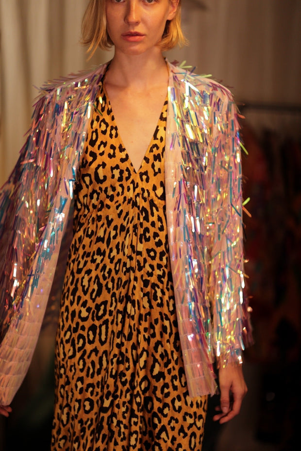 GLITTER SEQUINED SHORT KIMONO FRANKA UNICORN - sustainably made MOMO NEW YORK sustainable clothing, embellished slow fashion