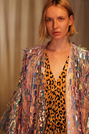 GLITTER SEQUINED SHORT KIMONO FRANKA UNICORN - sustainably made MOMO NEW YORK sustainable clothing, embellished slow fashion