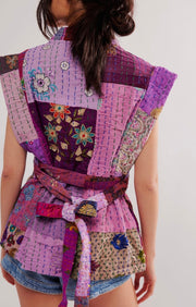 GLORIA PATCHWORK VEST - sustainably made MOMO NEW YORK sustainable clothing, slow fashion