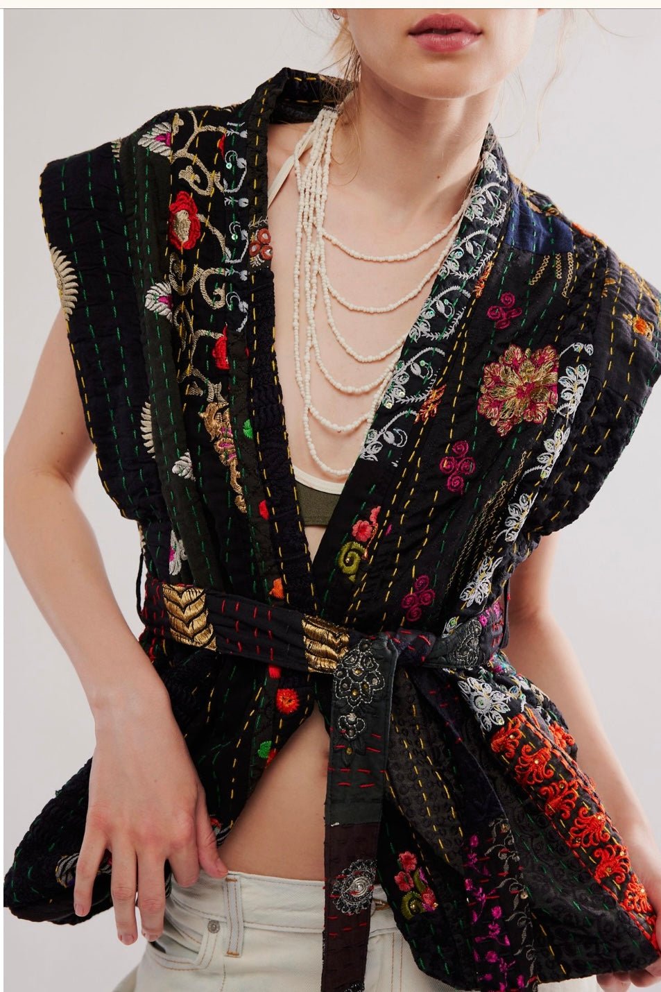 GLORIA PATCHWORK VEST, hand made - MOMO NEW YORK