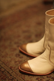 GOLD CAP CREAM BOOTS REYAL - sustainably made MOMO NEW YORK sustainable clothing, boots slow fashion