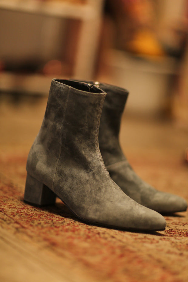GREY SUEDE BOOTS MOODS - sustainably made MOMO NEW YORK sustainable clothing, boots slow fashion
