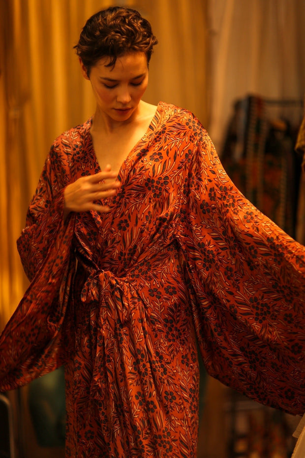 HAND BLOCK PRINT SILK KIMONO PINA - sustainably made MOMO NEW YORK sustainable clothing, bestseller slow fashion