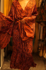 HAND BLOCK PRINT SILK KIMONO PINA - sustainably made MOMO NEW YORK sustainable clothing, bestseller slow fashion