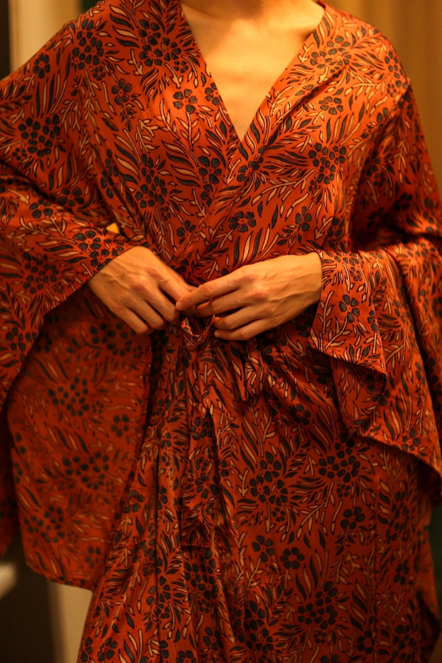HAND BLOCK PRINT SILK KIMONO PINA - sustainably made MOMO NEW YORK sustainable clothing, bestseller slow fashion