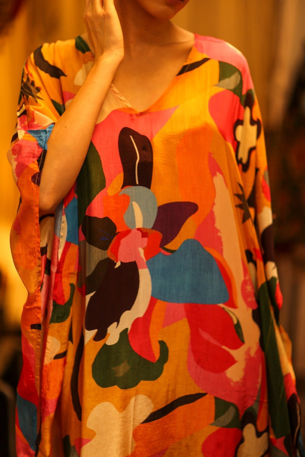 KAFTAN DRESS YAYA MULTI WERUSHKA - sustainably made MOMO NEW YORK sustainable clothing, dresskaftan slow fashion