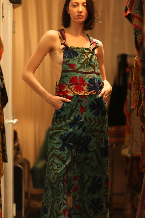 KANTHA EMBROIDERED JUMPSUIT ALEX - sustainably made MOMO NEW YORK sustainable clothing, jumpsuit slow fashion