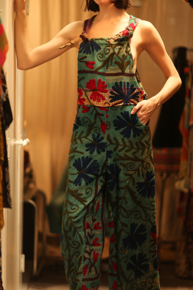 KANTHA EMBROIDERED JUMPSUIT ALEX - sustainably made MOMO NEW YORK sustainable clothing, jumpsuit slow fashion