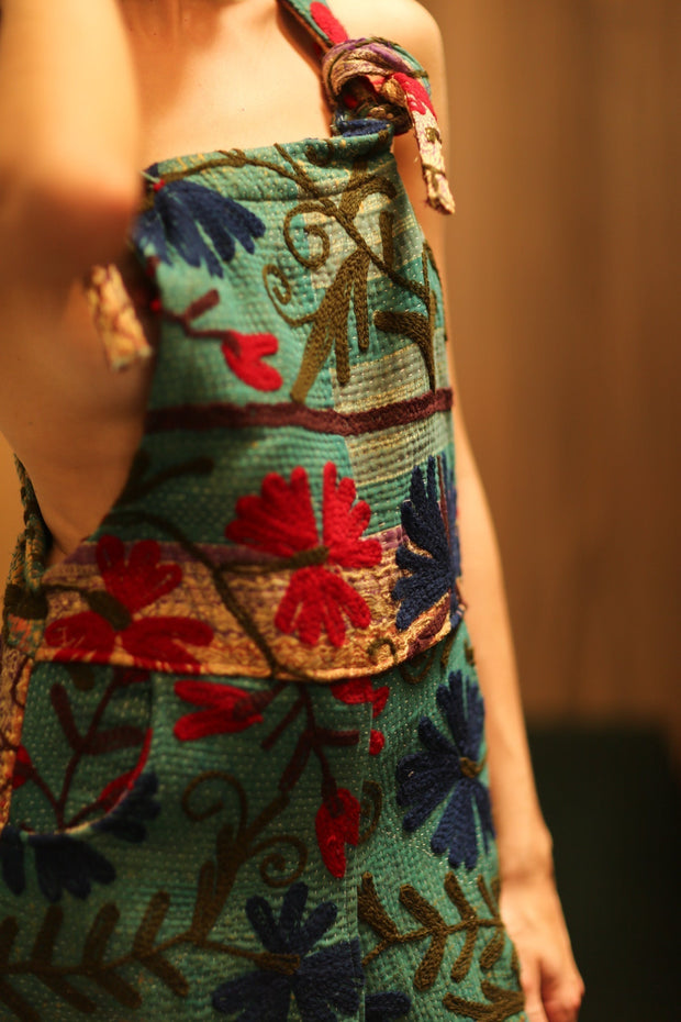 KANTHA EMBROIDERED JUMPSUIT ALEX - sustainably made MOMO NEW YORK sustainable clothing, jumpsuit slow fashion