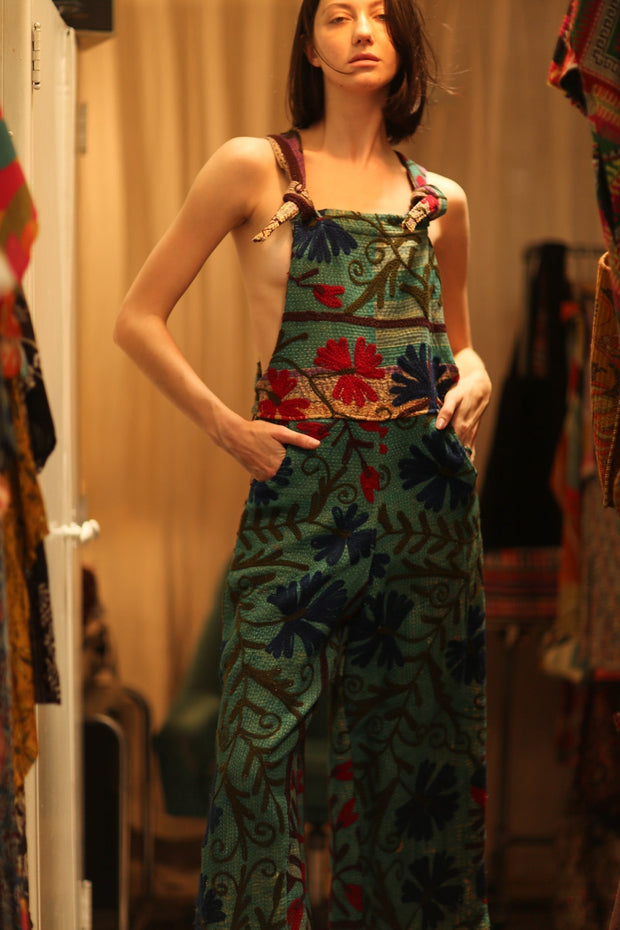 KANTHA EMBROIDERED JUMPSUIT ALEX - sustainably made MOMO NEW YORK sustainable clothing, jumpsuit slow fashion