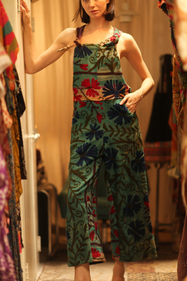 KANTHA EMBROIDERED JUMPSUIT ALEX - sustainably made MOMO NEW YORK sustainable clothing, jumpsuit slow fashion