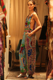 KANTHA EMBROIDERED JUMPSUIT FREYA - sustainably made MOMO NEW YORK sustainable clothing, jumpsuit slow fashion