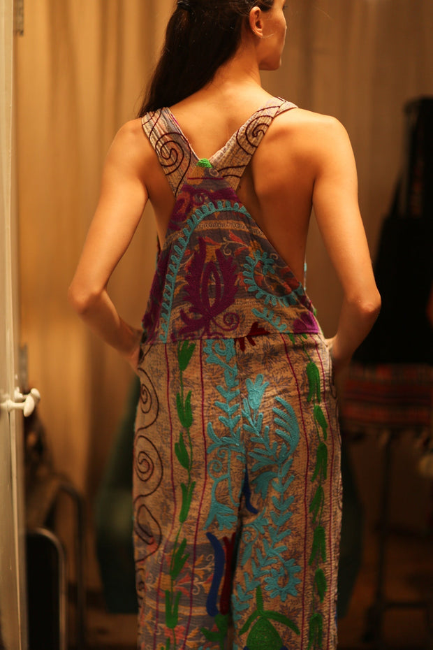 KANTHA EMBROIDERED JUMPSUIT FREYA - sustainably made MOMO NEW YORK sustainable clothing, jumpsuit slow fashion