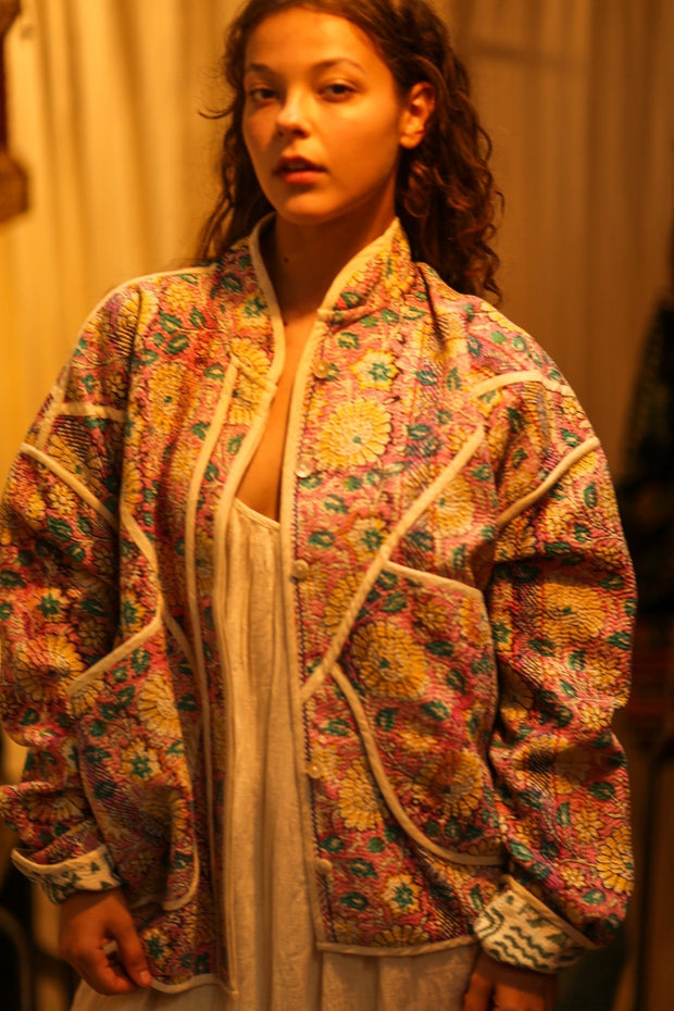 KANTHA JACKET BABY FLOWER - sustainably made MOMO NEW YORK sustainable clothing, coatandjacket slow fashion
