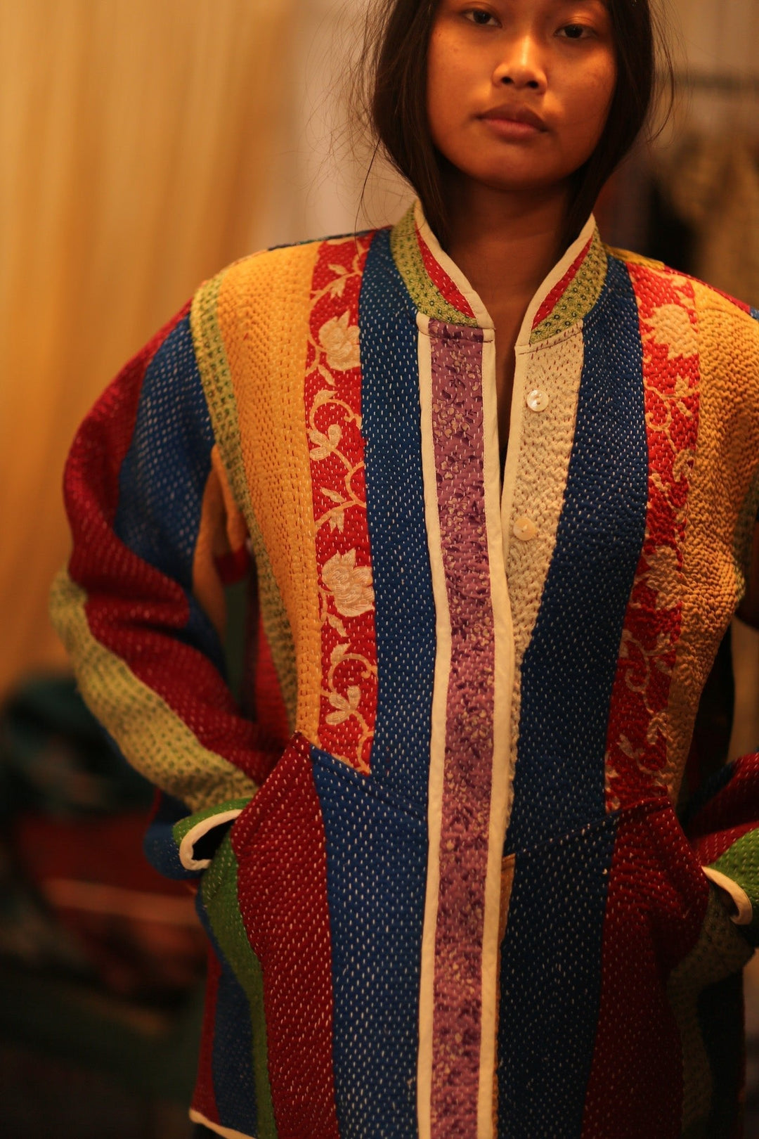 KANTHA JACKET SHEILO, hand made - MOMO NEW YORK - sustainable fas