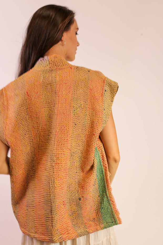 KANTHA VEST YAVAS - sustainably made MOMO NEW YORK sustainable clothing, Jacket slow fashion