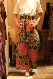 LENA KANTHA TROUSERS MUSTARD - sustainably made MOMO NEW YORK sustainable clothing, embroidered slow fashion