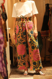 LENA KANTHA TROUSERS MUSTARD - sustainably made MOMO NEW YORK sustainable clothing, embroidered slow fashion
