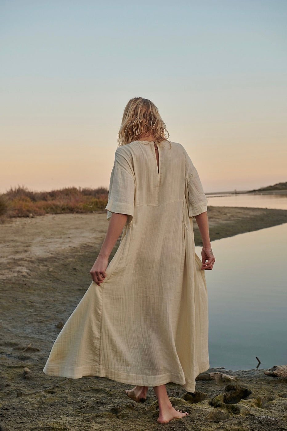 LIGHT COTTON MIDI DRESS ARABELLA, hand made - MOMO NEW YORK
