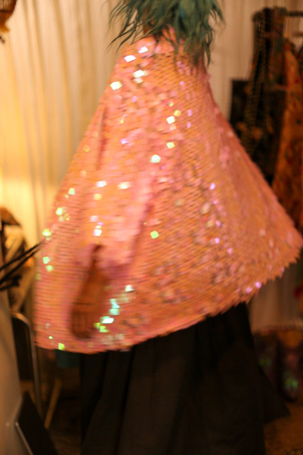 LIGHT PINK SHORT GLITTER KIMONO WITT - sustainably made MOMO NEW YORK sustainable clothing, bestseller slow fashion