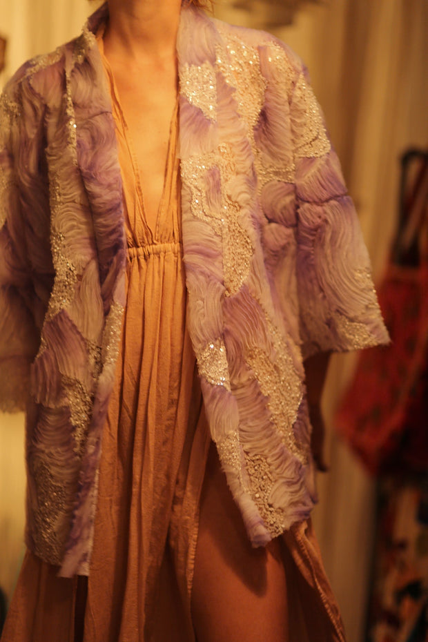 LILAL EMBROIDERED SEQUIN KIMONO OMANI - sustainably made MOMO NEW YORK sustainable clothing, Kimono slow fashion