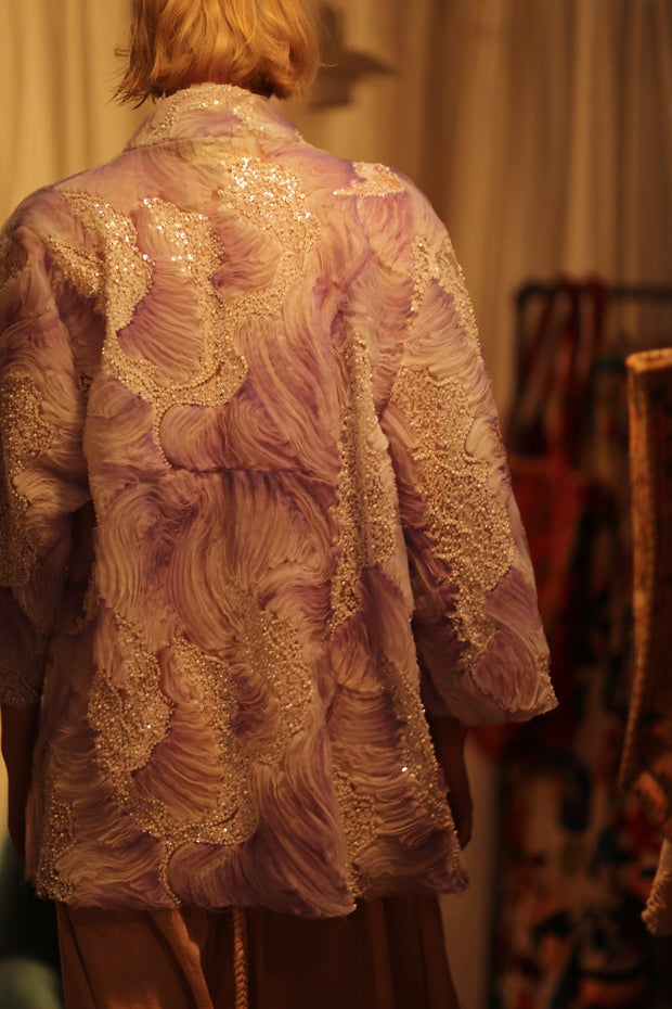 LILAL EMBROIDERED SEQUIN KIMONO OMANI - sustainably made MOMO NEW YORK sustainable clothing, Kimono slow fashion
