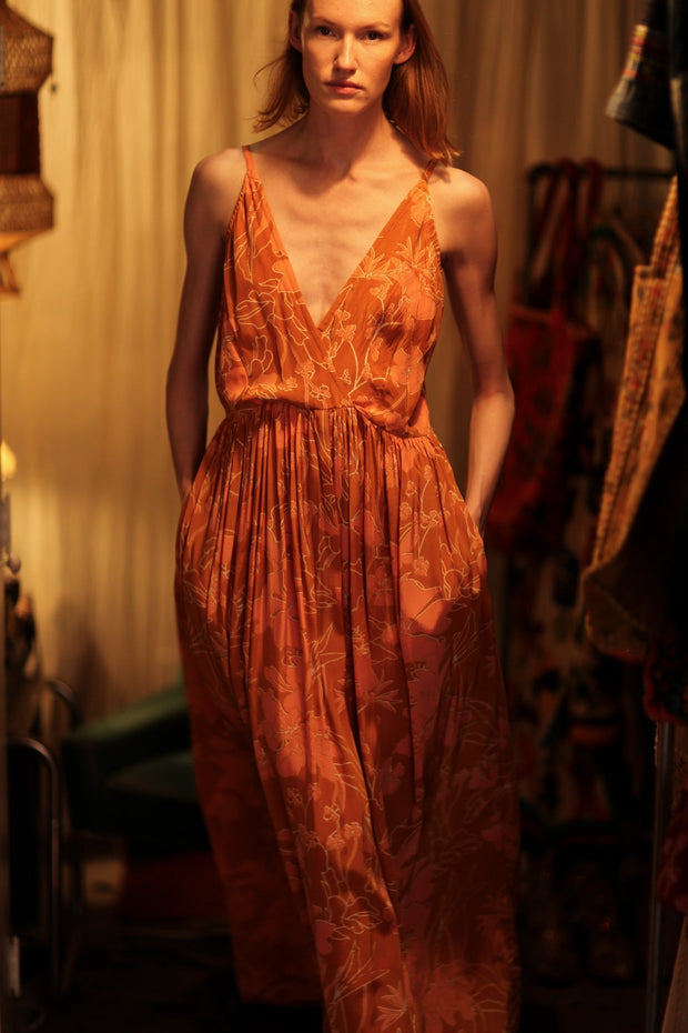 lily flower clothing LILY SILK DRESS ORANGE FLOWER, hand made - MOMO NEW YORK