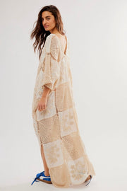 LOVE STORY CROCHET MAXI KAFTAN - sustainably made MOMO NEW YORK sustainable clothing, new slow fashion
