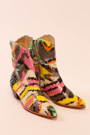 MULTI MIX SEQUIN EMBROIDERED BOOTS CHACHA - sustainably made MOMO NEW YORK sustainable clothing, slow fashion