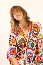 NONI HAND CROCHET PONCHO KIMONO JACKET - sustainably made MOMO NEW YORK sustainable clothing, crochet slow fashion