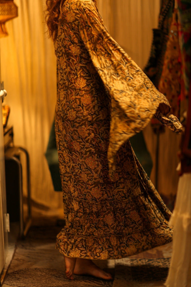 PINA SILK KIMONO CARNIVORE GREEN - sustainably made MOMO NEW YORK sustainable clothing, dress slow fashion