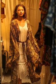 PINA SILK KIMONO CARNIVORE GREEN - sustainably made MOMO NEW YORK sustainable clothing, dress slow fashion