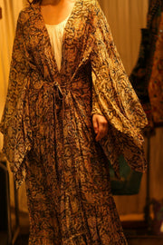 PINA SILK KIMONO CARNIVORE GREEN - sustainably made MOMO NEW YORK sustainable clothing, dress slow fashion