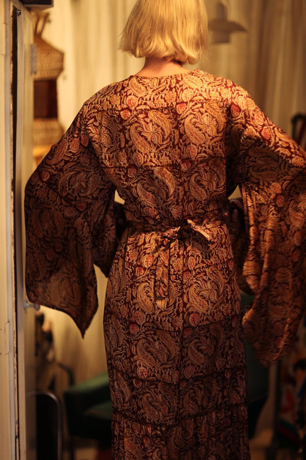 PINA SILK KIMONO CARNIVORE RED - sustainably made MOMO NEW YORK sustainable clothing, handmade slow fashion