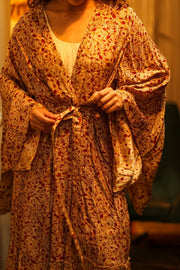 PINA SILK KIMONO FLORAL RED - sustainably made MOMO NEW YORK sustainable clothing, dress slow fashion