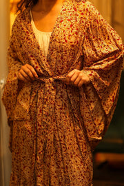 PINA SILK KIMONO FLORAL RED - sustainably made MOMO NEW YORK sustainable clothing, dress slow fashion