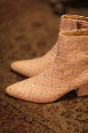 PINK SILK SEQUIN EMBROIDERED BOOTS LEWIS - sustainably made MOMO NEW YORK sustainable clothing, slow fashion