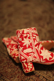 RED EMBROIDERED BOOTS ELLA - sustainably made MOMO NEW YORK sustainable clothing, boots slow fashion