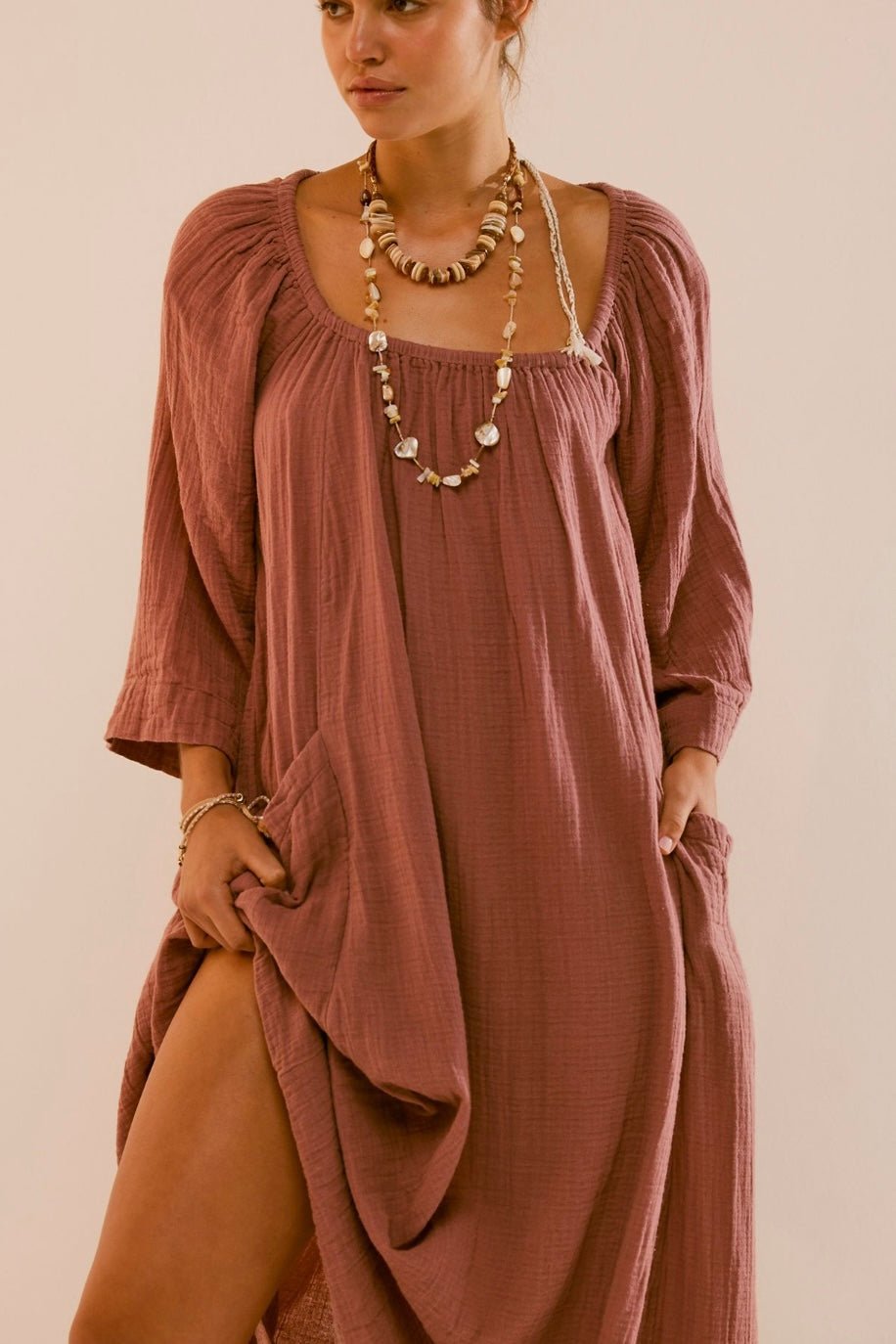 【0104】roam dress ROAM MORE COTTON MAXI DRESS, hand made - MOMO NEW YORK