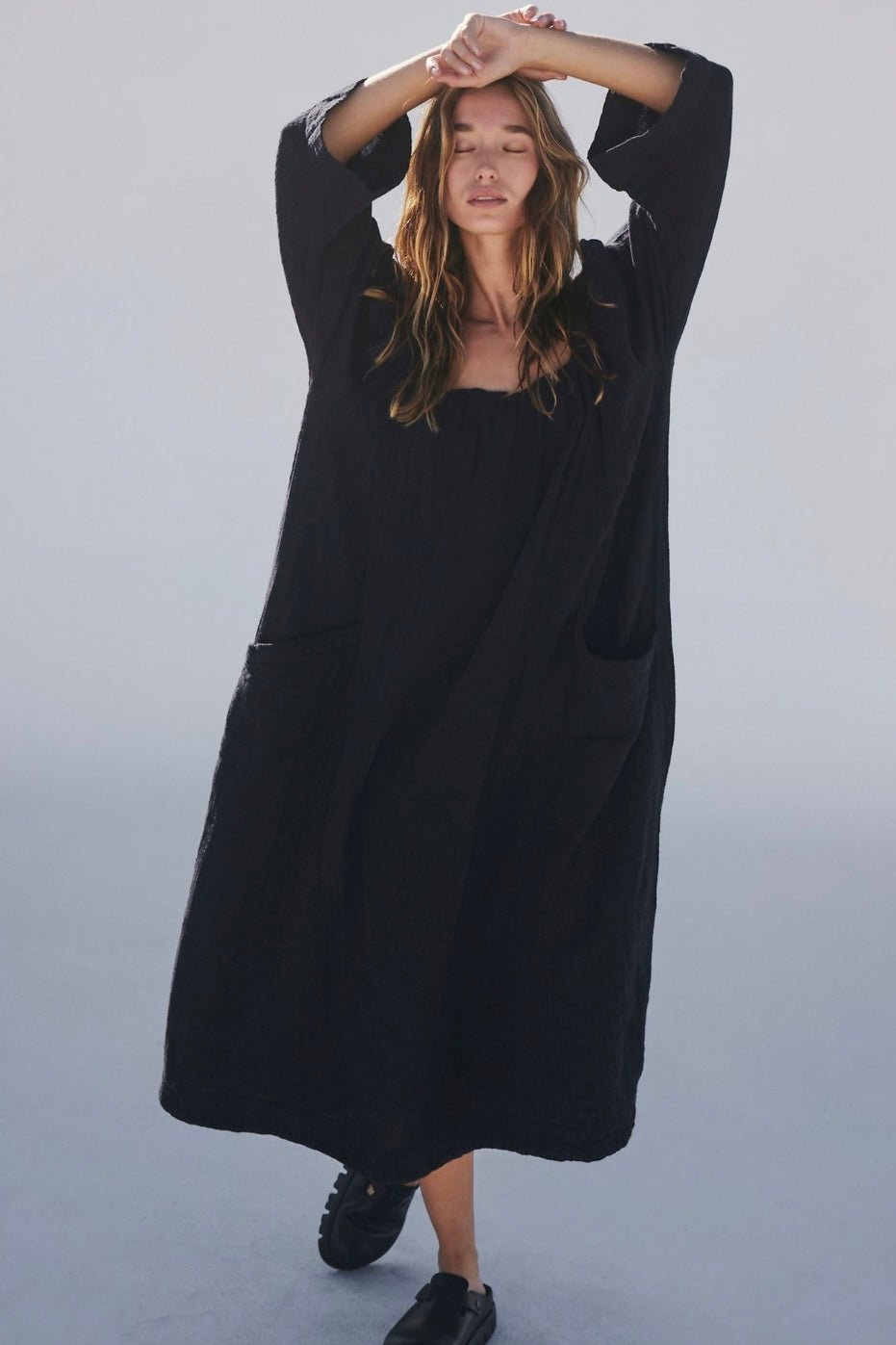 chinese dress ladies Sustainable Maxi Shirt Dress  Made in Portugal